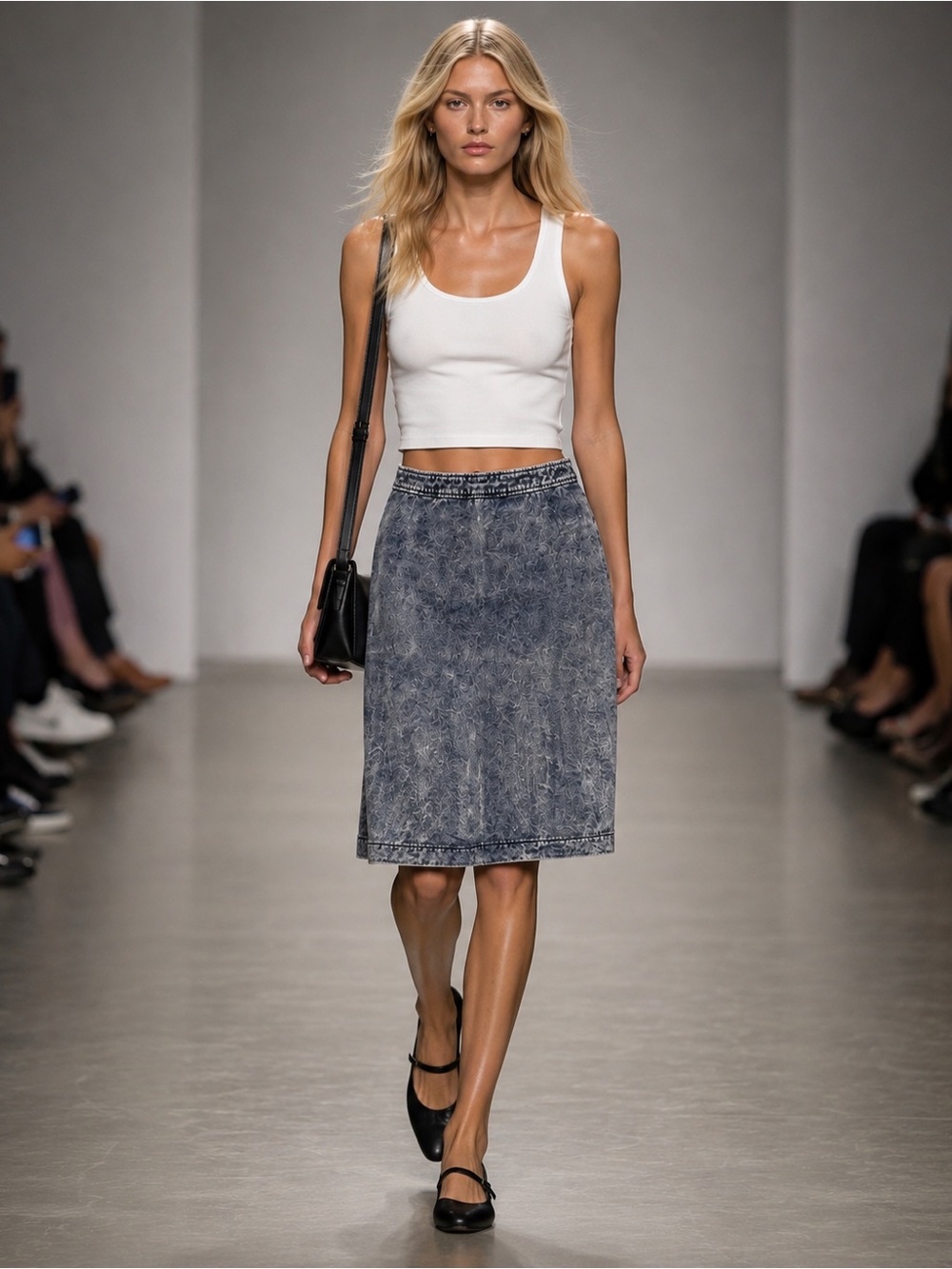 Junee Acid Wash Denim Midi Skirt Size XS